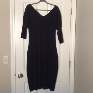 Purple jersey maxi dress with pockets